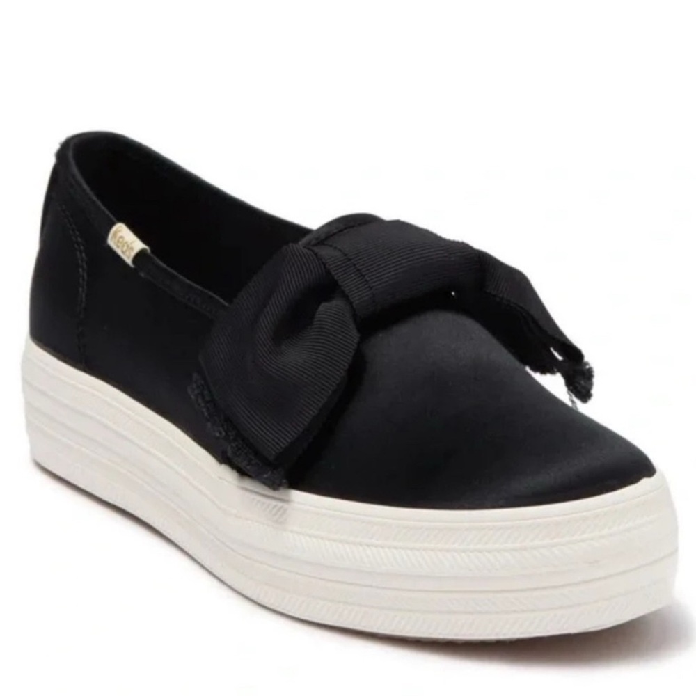 Keds X Kate Spade triple decker satin w/ grograin bow sneakers